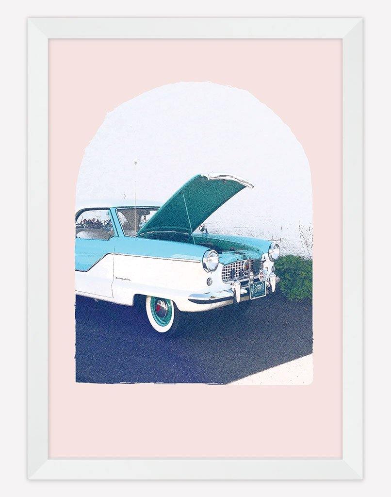 Pop The Bonnet | Photography - Wall Art - A4 - White Frame - Pale Pink Australia