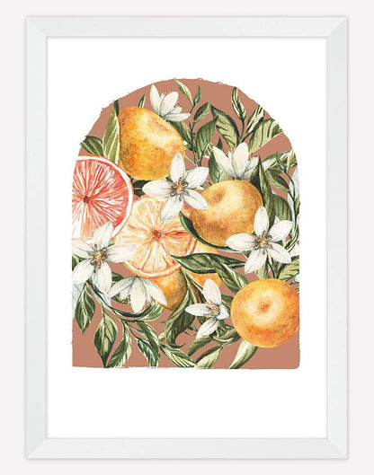 Citrus Bouquet | Wall Art - A4 - White Frame - Rust Australia