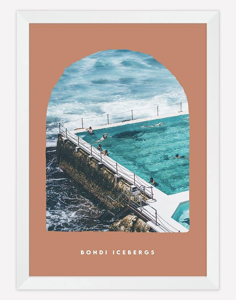 Bondi Icebergs | Photography - Wall Art - A4 - White Frame - Rust Australia