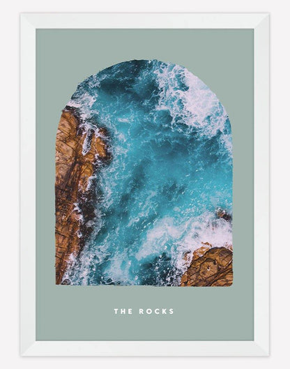 The Rocks | Photography - Wall Art - A4 - White Frame - Sage Australia