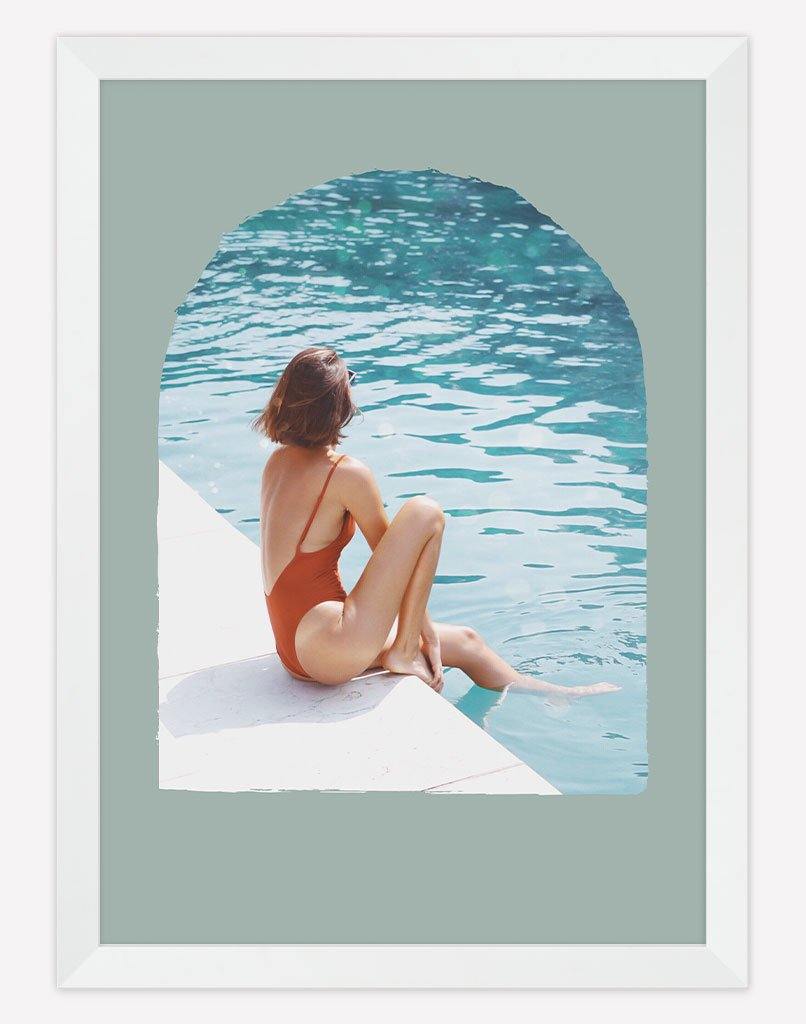 Poolside | Photography - Wall Art - A4 - White Frame - Sage Australia