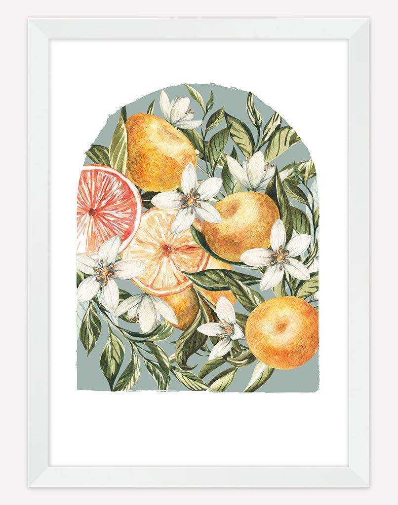 Citrus Bouquet | Wall Art - A4 - White Frame - Sage Australia