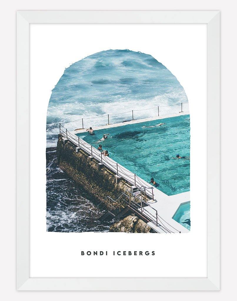 Bondi Icebergs | Photography - Wall Art - A4 - White Frame - White Australia
