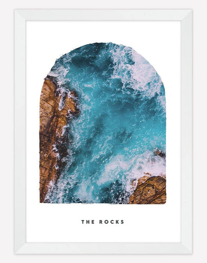 The Rocks | Photography - Wall Art - A4 - White Frame - White Australia