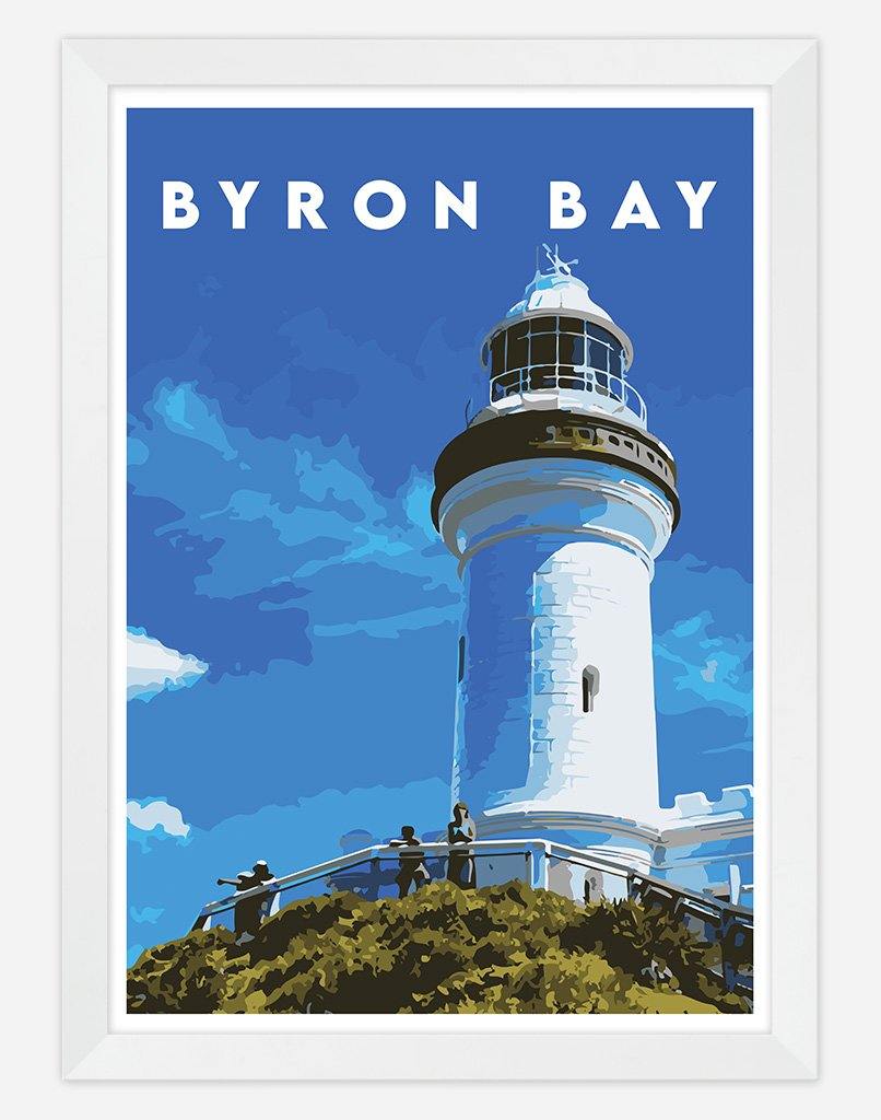 Byron Bay | Travel Poster - Wall Art - A4 - White Frame - Australia