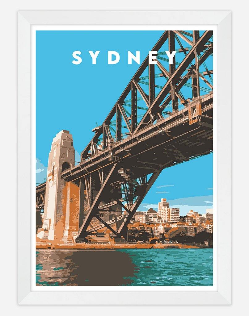 Sydney | Travel Poster - Wall Art - A4 - White Frame - Australia