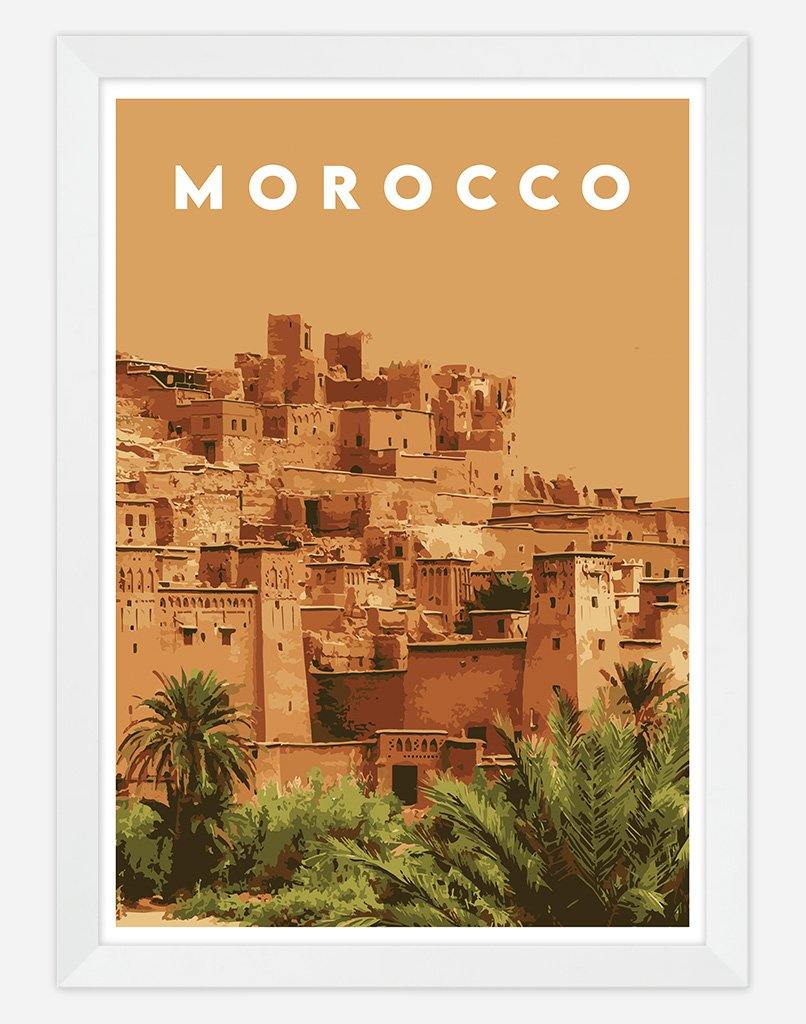 Morocco | Travel Poster - Wall Art - A4 - White Frame - Australia