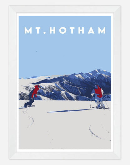 Mount Hotham | Travel Poster - Wall Art - A4 - White Frame - Australia