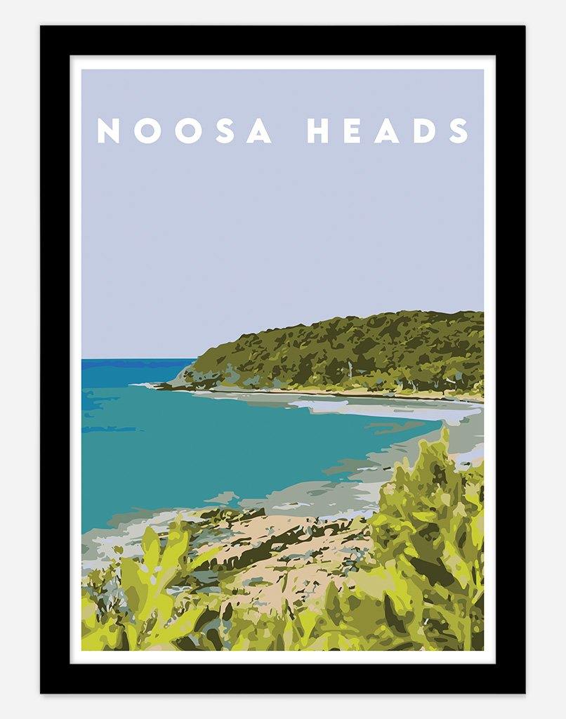 Noosa Heads II | Travel Poster - Wall Art - A4 - Black Frame - Australia