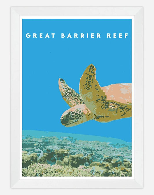 Great Barrier Reef | Travel Poster - Wall Art - A4 - White Frame - Australia
