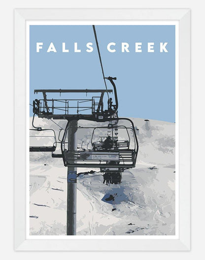 Falls Creek | Travel Poster - Wall Art - A4 - White Frame - Australia