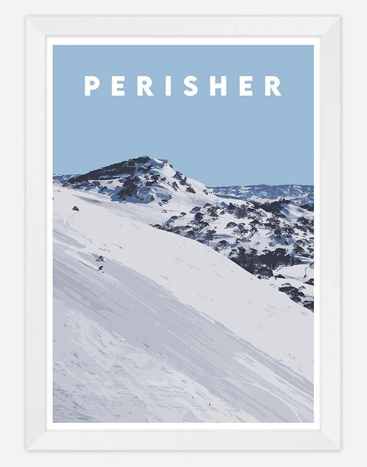 Perisher | Travel Poster - Wall Art - A4 - White Frame - Australia