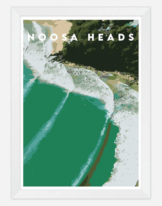 Noosa Heads | Travel Poster - Wall Art - A4 - White Frame - Australia