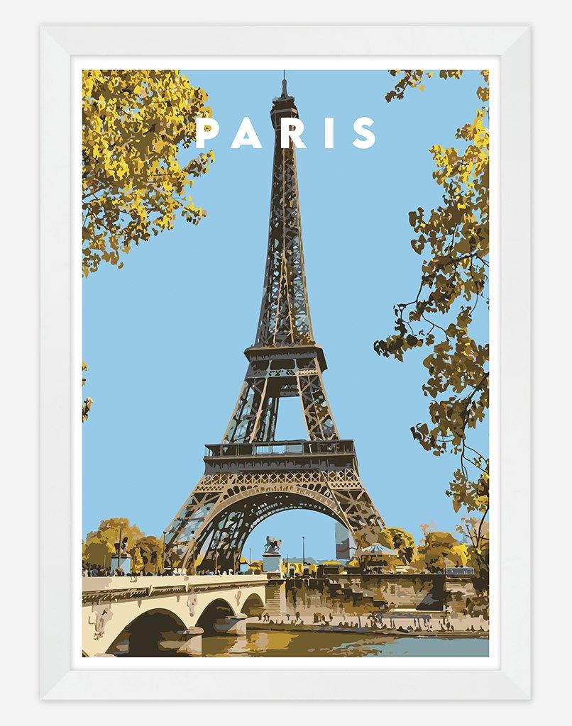 Paris | Travel Poster - Wall Art - A4 - White Frame - Australia
